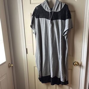 Gray and Black Lace Swim Coverup